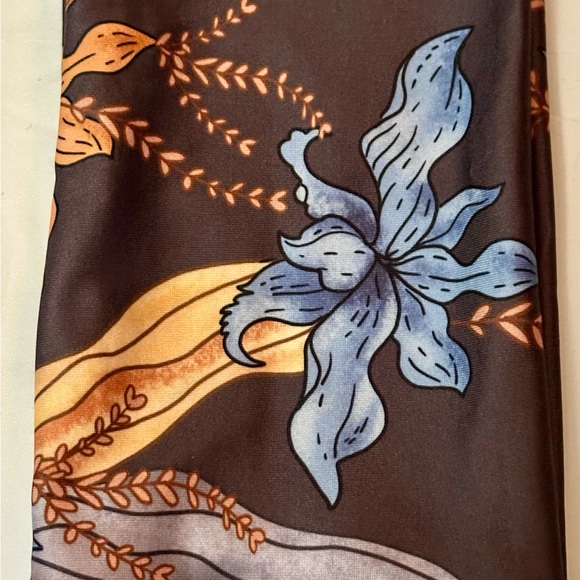 Vintage Style Brown & Blue Floral Silk Headband/Wristband - Stretchy, Stylish - Picture 13 of 16